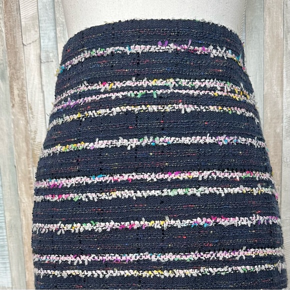 J Crew 12 Navy Confetti Nubby Party Tweed Stripe No 2 Pencil Skirt Career $148 - Picture 4 of 11